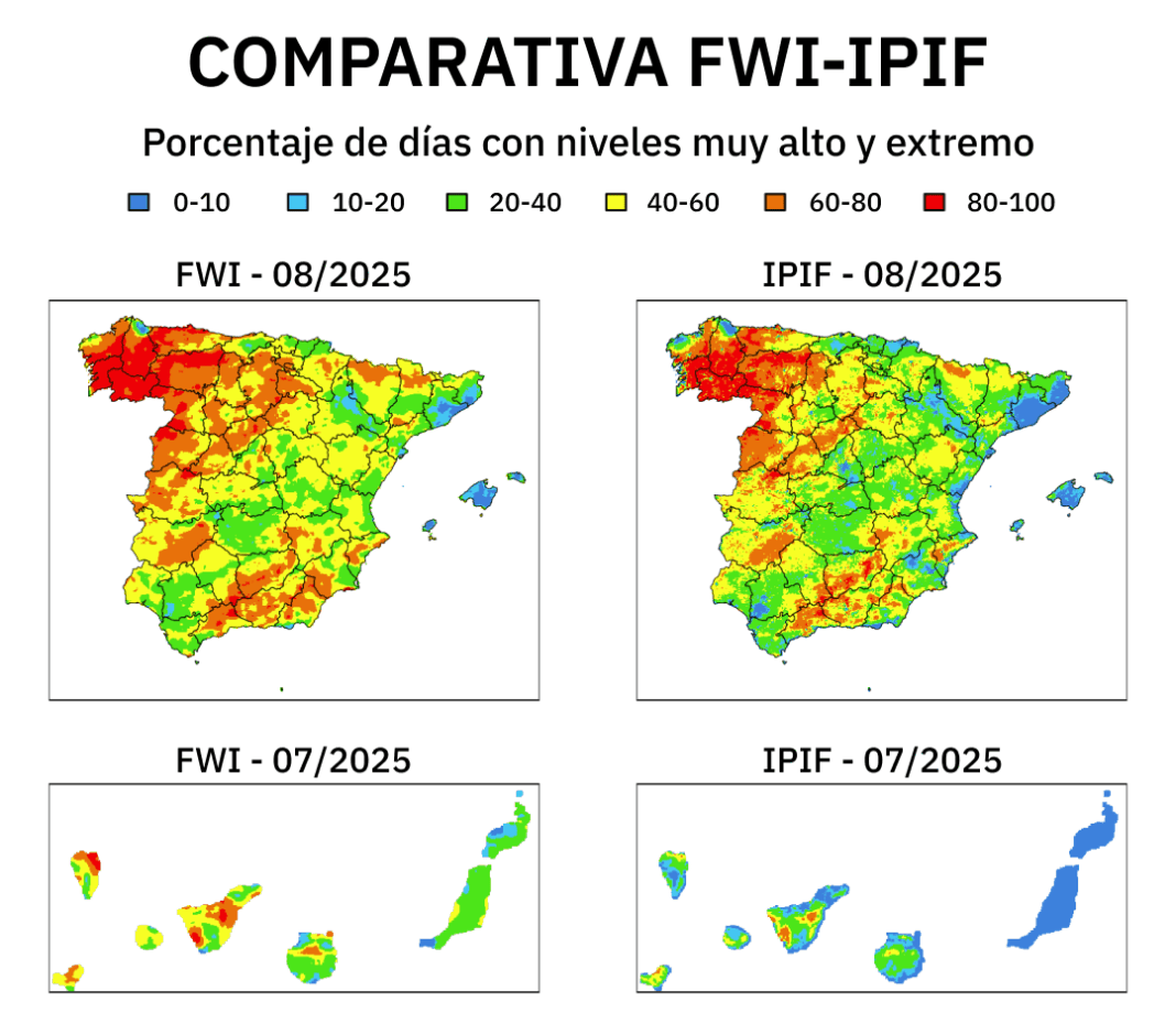 AEMET estrena el índice IPIF para detectar con mayor precisión el peligro extremo de incendios forestales